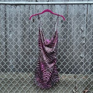 PRETTYLITTLETHING Strappy Zebra Lavender Mini Dress Size 6 NWT